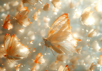 butterfly on the background of the sun