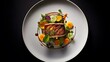 © bharath - Artistic presentation of a gourmet dish with vibrant colors on a black plate for a culinary masterpiece.