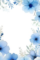 Gentle floral frame with blue and white flowers for an elegant and timeless design.