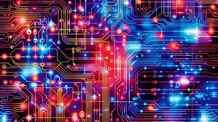 Wall Mural - Exploring the Intricate Details of a Modern Circuit Board: A Close-Up View of Digital Technology and Innovation