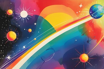 Wall Mural - cosmic rainbow abstract background