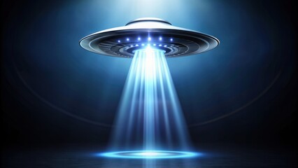 Wall Mural - UFO light beam shining down on background, UFO, spaceship, light beam, extraterrestrial, mystery