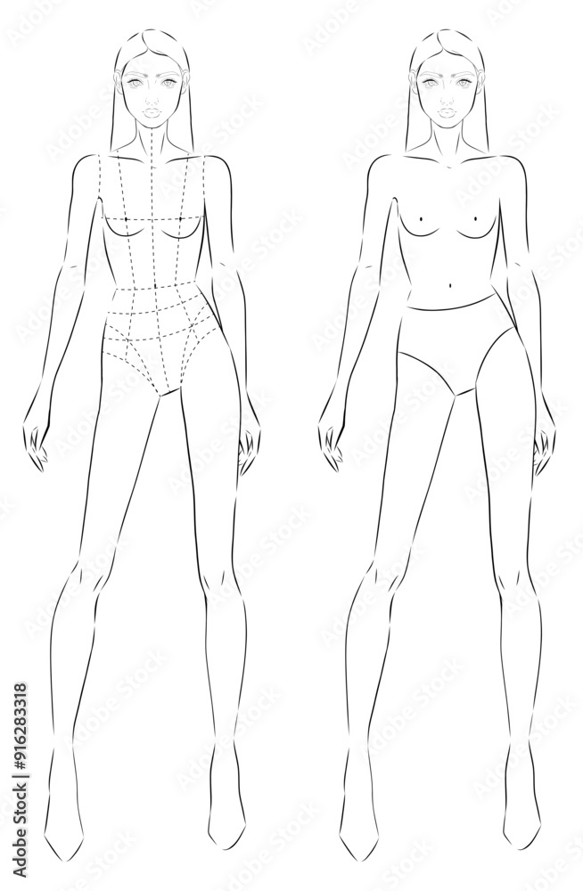 Fashion figure illustration. Female figure vector template illustration ...