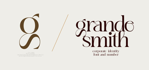 Aufkleber - gs logo font and number. ci corporate identity modern luxury. typography elegant beauty lettering se