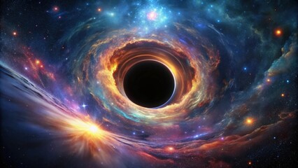 Wall Mural - abstract digital artwork of a black hole collapsar in deep space, black hole, collapsar, space, cosm