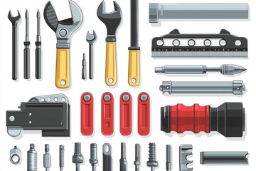 Wall Mural - Set of Tools for Repair and Construction - Wrench, Screwdriver, Pliers, Ruler and More