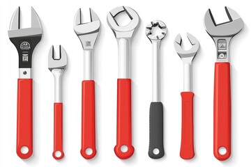 Wall Mural - Set of Adjustable Wrenches with Red Handles