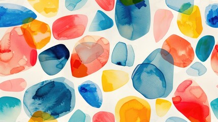 Canvas Print - Watercolor hand-drawn shapes pattern in modern style.