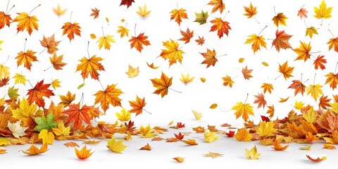 Wall Mural - Falling autumn leaves isolated on white background, autumn, leaves, falling, isolated, white background, nature, seasonal