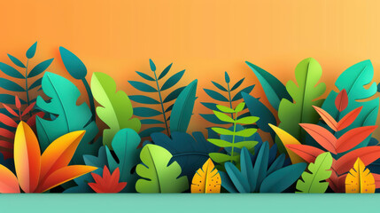 Poster - Dive into a lush jungle scene featuring vibrant tropical leaves, perfect for adding a touch of nature to your design projects