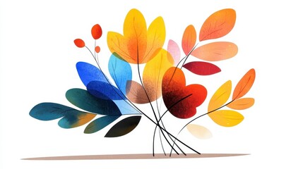 Wall Mural - A vibrant handdrawn floral bouquet illustration, perfect for adding a touch of nature to any design project.