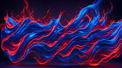 Electric blue and neon red flames background 3d wallpaper