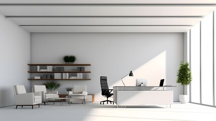 Wall Mural - Sleek Modern Office with Glass Walls and Urban View