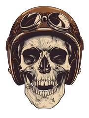 Motorcycle mechanic skull Head traditional tattoo illustration