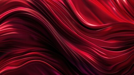 Poster - Abstract Background, fluid lines of deep ruby red, minimalist design with smooth transitions and rich hues