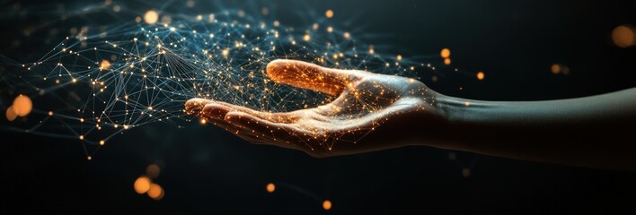 Hand Holding Digital Network