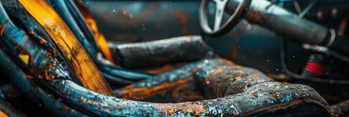 Dirty Car Interior Close-Up.