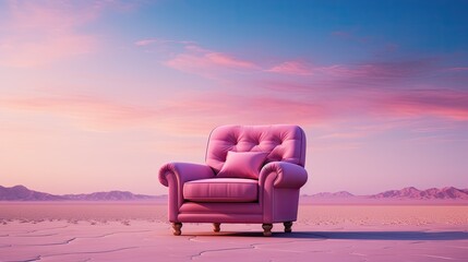 Wall Mural - armchair at sunset