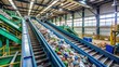 © Collection - Conveyor belt in waste recycling facility sorting different types of trash, trash, recycling, waste