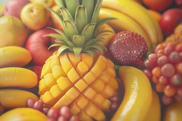 Vibrant Fruit Paradise. Animated high detailed fruit illustration