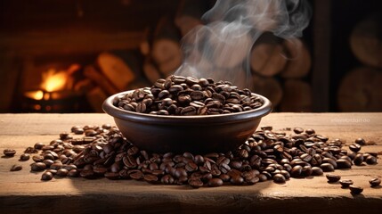 Photograph of freshly roasted coffee beans, their aroma filling the air