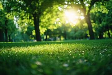 Poster - Sunlight Filtering Through Trees in a Lush Green Forest