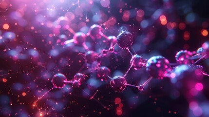 Poster - An abstract scientific background floating chemical formulas interconnected neural networks digital brain scans background.