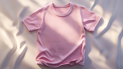 Wall Mural - Pink T-Shirt Mockup on Wrinkled Fabric