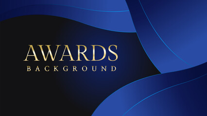 Wall Mural - Dark blue golden royal awards graphics background. Lines growing elegant shine spark. Luxury premium corporate abstract design template.
