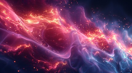 Poster - A digital abstract background, fractal patterns pulsating energy waves holographic elements. Background.