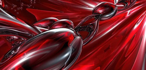 Poster - Abstract Background, intense ruby red with contrasting silver details