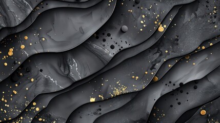 Aufkleber - A sophisticated 3D abstract design showcasing layered charcoal gray and black grunge textures, smooth watercolor splashes, and radiant gold metallic details