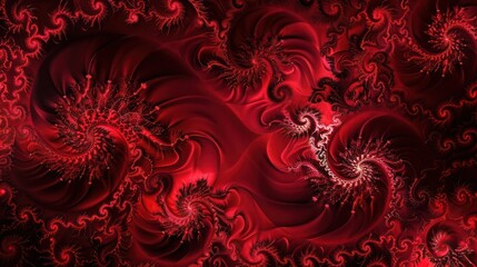 Poster - Abstract Background, mesmerizing fractal patterns in deep garnet reds