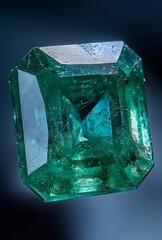 Sticker - A detailed shot of a deep green emerald, showcasing its vibrant color and unique inclusions