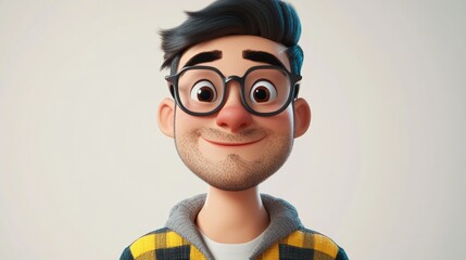 Aufkleber - Smiling Friendly 3D Cartoon Man on Light Background