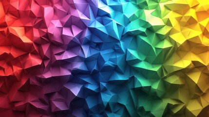 Colorful abstract geometric pattern with vibrant rainbow hues and 3D folded shapes. Perfect for a creative background or digital art design.