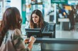 © SUPHANSA - Close-up of bank teller assisting customer at counter, showcasing personalized service and financial transactions