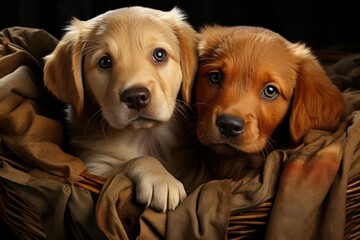 Wall Mural - Photo of a cute labrador puppies