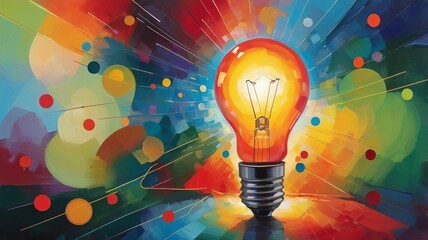 Watercolor illustration of a fluorescent light bulb symbolizes innovation, illuminating bright ideas.