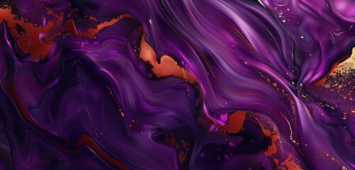 Fototapete - Abstract Background, rich amethyst purple with bright copper accents