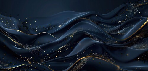 Fototapete - Abstract Background, rich navy blue with shimmering gold accents