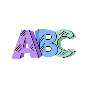 Vector  flat  school Illustration.  ABC lettering sketch. Back to School.
