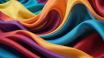 Wall Mural - Colorful Abstract Fabric Waves Ideal for design fashion and creative projects