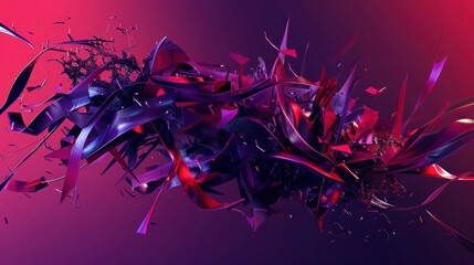 Wall Mural - 3D abstract background adorned with abstract typography in bold crimson and deep purple