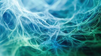 Poster - An intricate web of cool blues and greens forms a calming and serene abstract background.