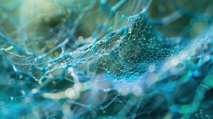 Poster - An intricate web of cool blues and greens forms a calming and serene abstract background.