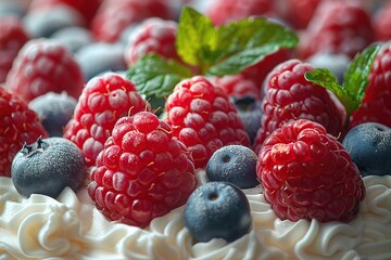 Poster - Close-up of Fresh Berries on a Cake