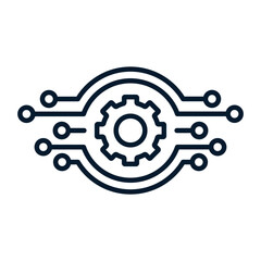 Poster - Electronic improvement of technical device. Modernization. Vector linear icon on white background