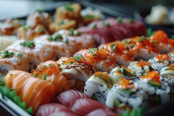 Wall Mural - A Delicious Spread of Sushi