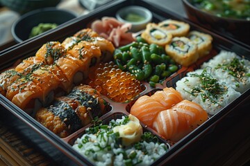 Sticker - A Delicious Bento Box filled with Sushi and other Japanese Delicacies